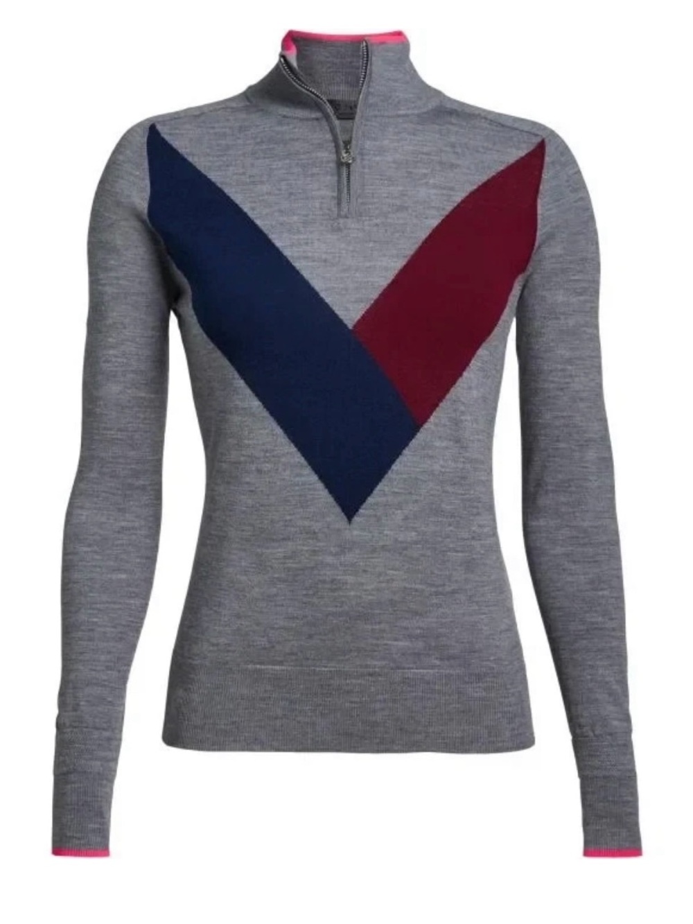 G/Fore Multi V Merino Wool Sweater Size S M L Grey Navy 1/4 Zip Womens NEW Golf